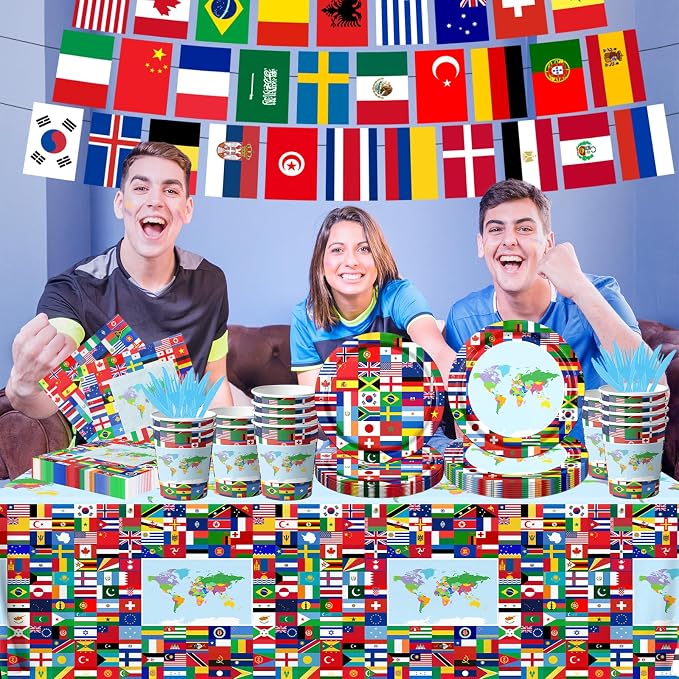International World Flags Tableware Set, Flags Tablecloth - Image 2