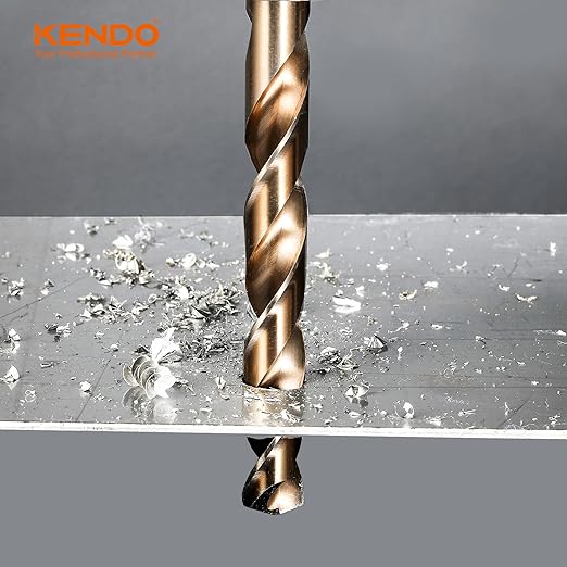 KENDO 1/4 Inch Cobalt Drill Bits (13pcs), M35 High Speed Steel, 135 Degree Tip, Jobber Length Twist Drill Bit Set for Hard Metal, Stainless Steel, Cast Iron, Wood and Plastic, with Storage Case