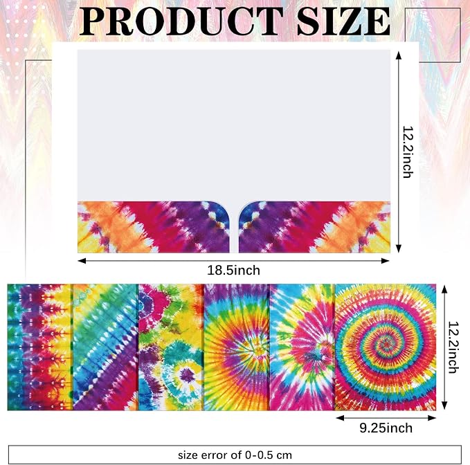 Outus 24 Pcs Tie Dye 2 Pocket Folders Letter Size Decorative File Folders Heavy - Image 2