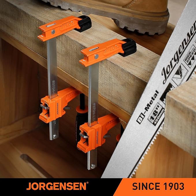 Jorgensen 2-Pack Steel Bar Clamp Set, 4-inch Light Duty, 300 Lbs Load Limit, for Woodworking