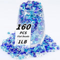 1 LB Mix Blue Flat Glass Beads, 160-180PCS Small Glass Marbles, Mini Flat Round by Foncomy