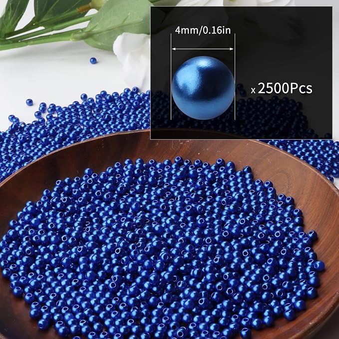 2500pcs Blue 4mm Pearl Beads - Image 2