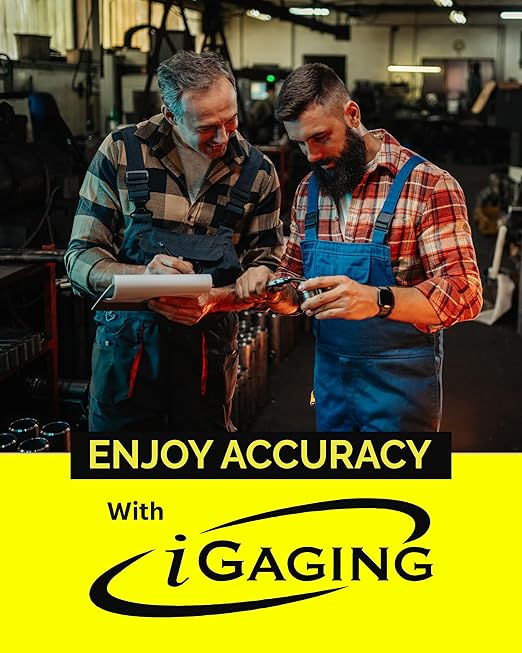iGAGING Absolute Origin 0-6" Double Cut Depth Digital Caliper, IP54 Electronic, SPC/USB Output Port, Inch, Metric, Fraction Modes, Case, Manual, & Battery