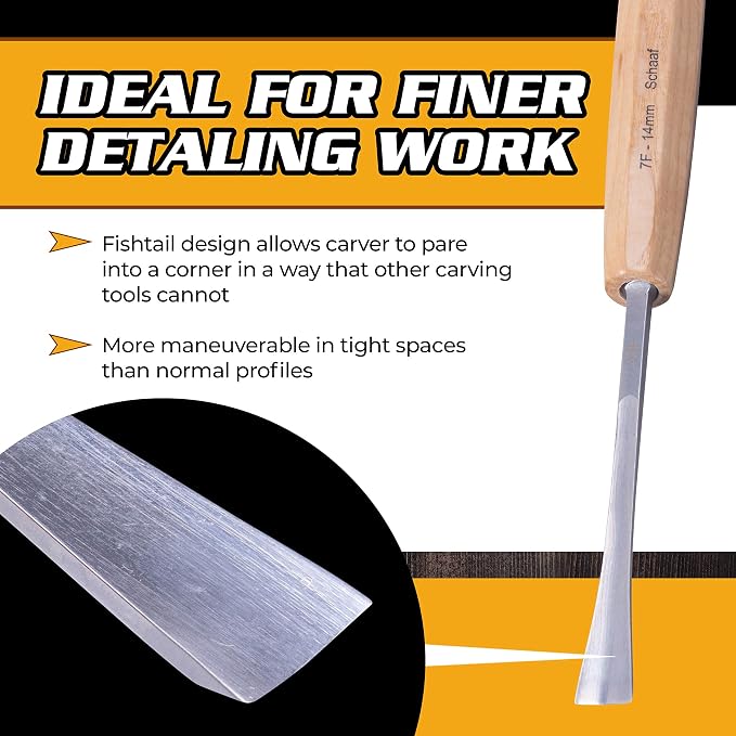 Hand-Sharpened Wood Carving Tools Set of 4 Fishtail Chisels and Gouges - Image 6