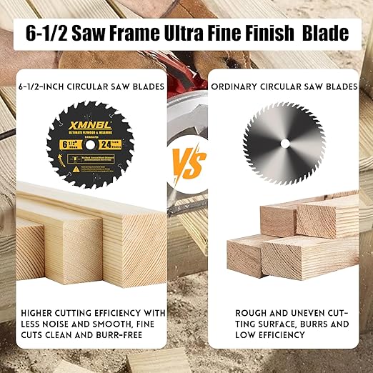 6-1/2 Inch Circular Saw Blade 24 Teeth,6-1/2 Saw Frame Ultra Fine Finish Circular Saw Blade,Compatible with for DEWALT,Makita,Skil Circular Saw,for Cutting Lumber,Plywood Material,5/8 Inch Arbor