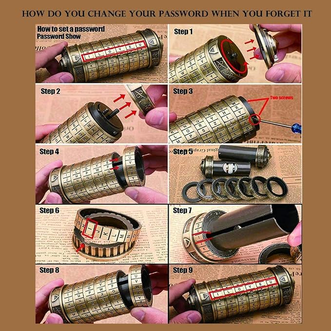 Cryptex Da Vinci Code Mini Cryptex Lock Puzzle Boxes - Image 4