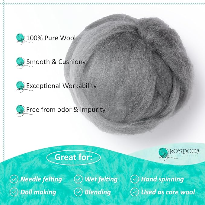 Kondoos Natural Wool roving, 2 OZ. Best Wool - Image 3