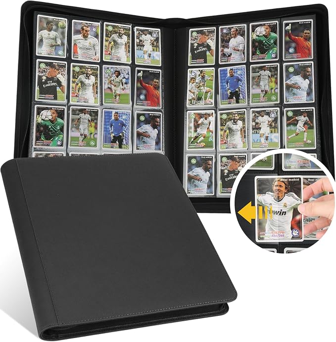 16 Pocket Ringless Side Loading Trading Card Binder, 1024 Cards PU Fixed Page by GERMUN