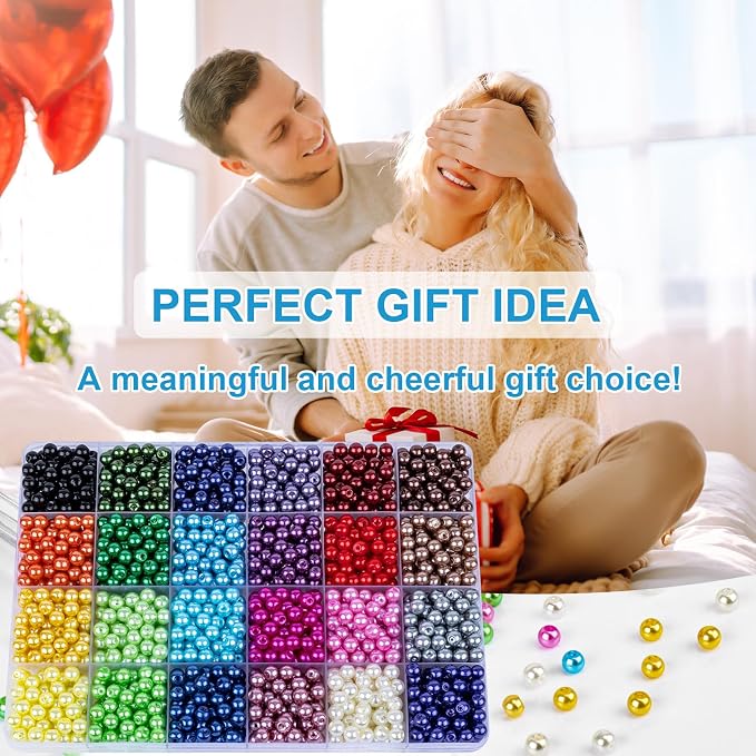 XSEINO About 7200PCS 6mm Glass Beads Bracelet Making Kit, 144 Assorted Designs - Image 7