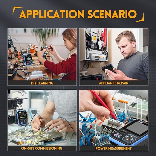 FNIRSI DSO-TC3 Oscilloscope - 3-in-1 Handheld Oscilloscope & DDS Signal Generator & Transistor Tester, 500Khz Bandwidth 10MSa/s Sampling Rate, 6 Types of Waveforms, Transistors Measure