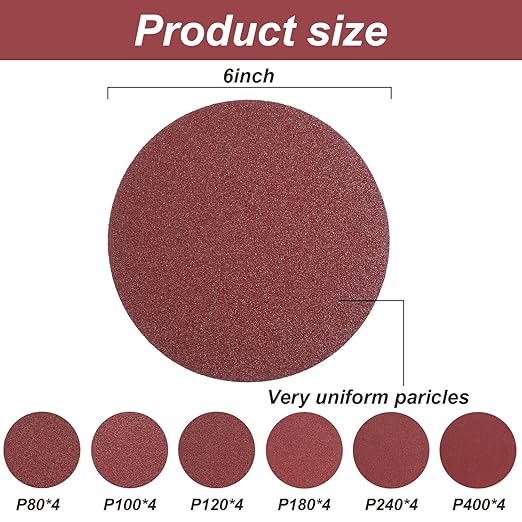 Blulu 44 Pieces Sanding Belts and Sanding Discs Set Includes 4 x 36 Inch Belts (80/120/150/240/400 Grits) and 6 Inch Self Adhesive No Hole Alumina Disc for Bench Combination Sander Woodworking