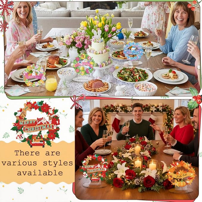 YooNotee 12 Sets Interchangeable Seasonal Diamond Art Tabletop Decorations - Image 2