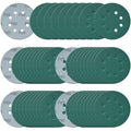 5 Inch 8 Hole Sanding Discs, 50 Pcs Wer Dry Sandpaper 80 Grit Hook and Loop Green Polyester Film Backed Sanding Disc for Random Orbital Sander Wood Car Metal Plastic (80 Grit, 50 Pack)