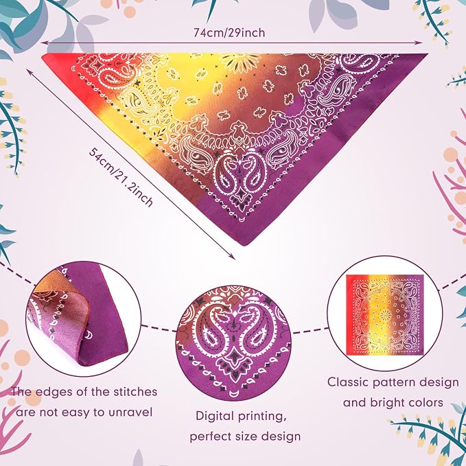 100 Pack Bandanas Unisex Paisley Bandanas Bulk Multi Purpose Cowboy Head Wrap - Image 3