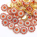 14mm 150pcs Crystals Orange Red Glass Gems Sew on Rhinestones, Metal Base Claw by Unknown