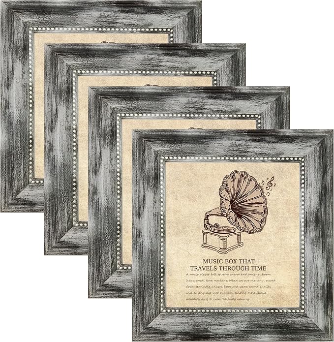 5x5 Picture Frame with Real Glass, 4 set Ornate Vintage Picture Frames by TKYGU