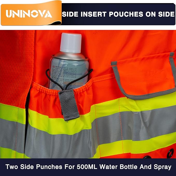 UNINOVA Surveyor Safety Vest Reflective for Men,Class 2 Heavy Duty Safety Vests Reflective with Pockets and Zipper