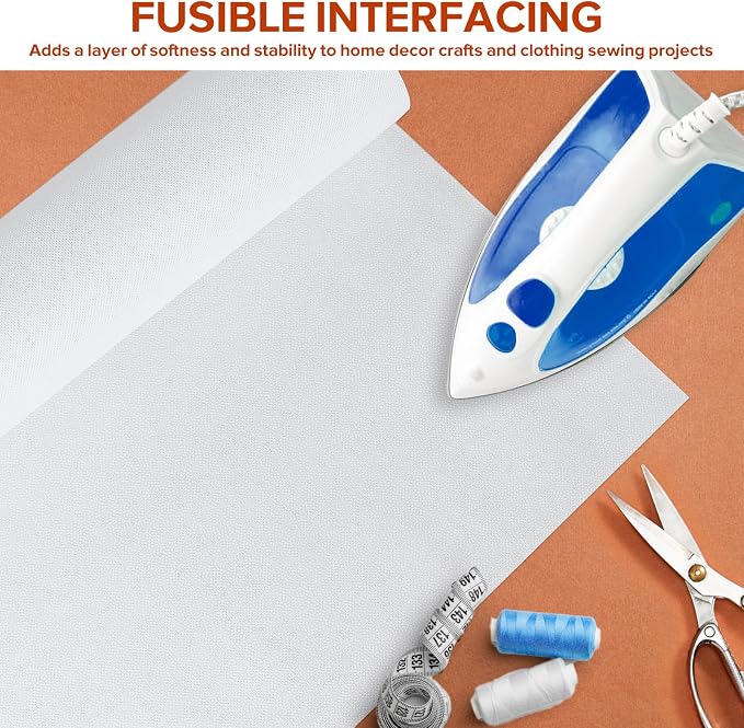 ZOMONETI Light Weight 17.5in x 10yd White Iron On Non-Woven Fusible Interfacing - Image 6