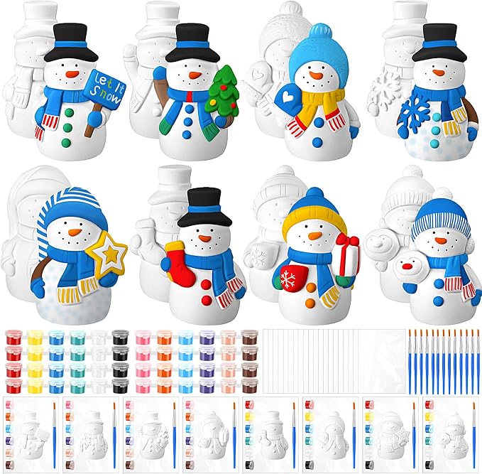 Soulchen 8 Sets Winter Snowman Ceramics to Paint Ready to Paint Your Own by Soulchen