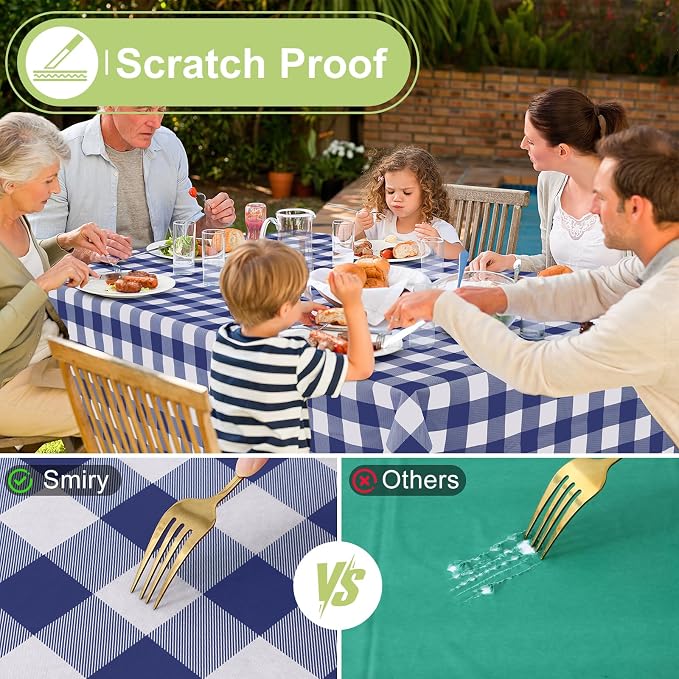 Smiry Rectangle Table Cloth, Waterproof Vinyl Tablecloth - Image 5