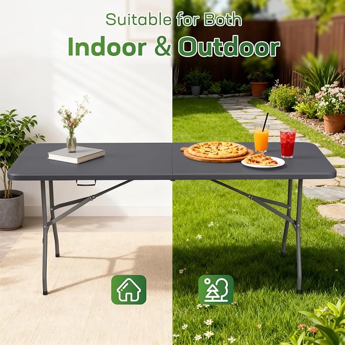 FDW 6 FT Folding Table, Portable Plastic Table - Image 4
