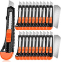 20 Pack Utility Knife, Box Cutter Retractable, Box Knife for Cartons, Cardboard, and Boxes, Box Opener with 10 Pieces 18mm Snap-off Blade, Razor Knife for Office and Home Use, Box Cutters