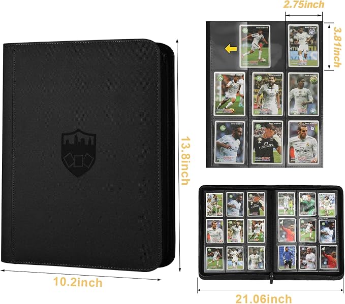 360 Cards Ringless 9-Pocket Side Loading Trading Card Binder, PU Zipper Fixed - Image 4