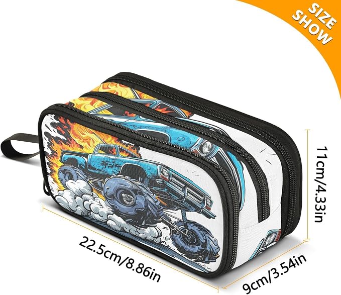 Truck Flame Pencil Case Box Boys Girls Large Pencil Pouch - Image 4