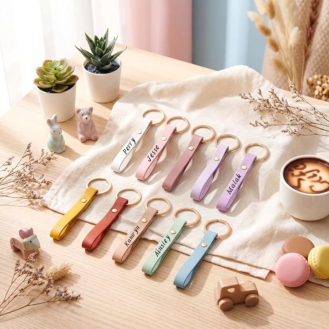 Wavyknot 100 Pcs PU Leather Keychain Blanks Bulk Laser Engraving Blanks - Image 6