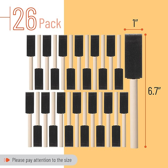 Bates- Foam Paint Brushes, 1 Inch, 26 Pack, Sponge Paint Brushes - Image 2