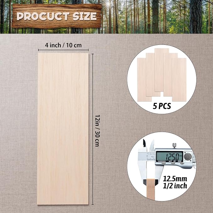 Balsa Wood Sheets 1/2" Thick, Unfinished Wooden Boards lumber - Image 3