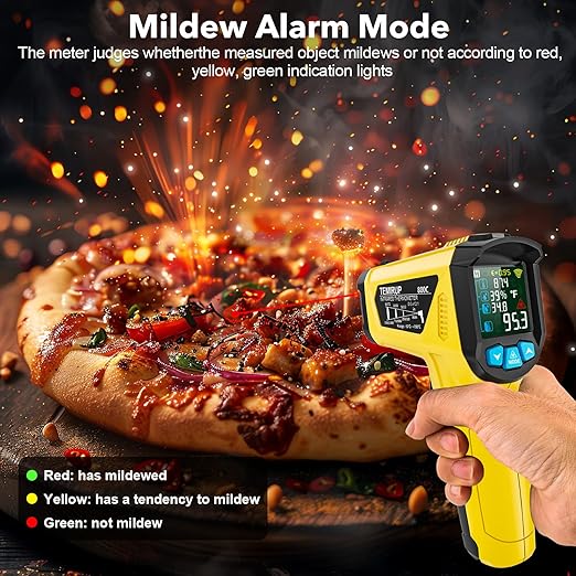 Infrared Thermometer Gun, TEMIRUP Digital Laser Temperature Gun - Non Contact IR Temp Gun with Adjustable Emissivity & Thermocouple Probe for Cooking, Pizza Oven, Griddle, HVAC (-58°F to 1472°F)