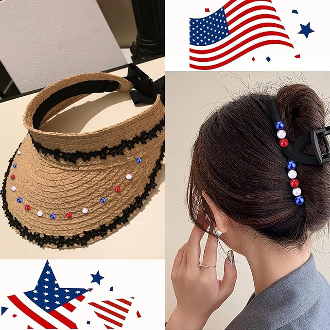 DUQGUHO Red White and Blue Beads, 4th of July Beads 8mm Patriotic Beads - Image 9