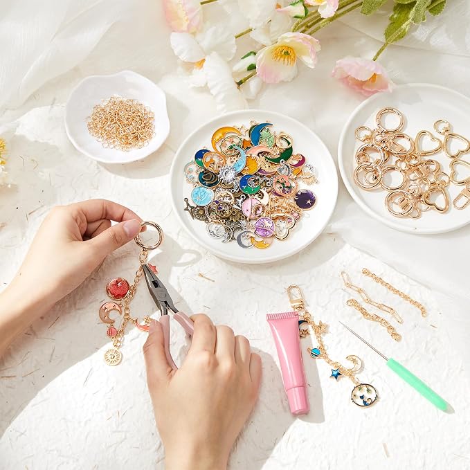 VioraWhite 457 Pcs Charms Lip Gloss Keychain Making Kit DIY Keychains Kit - Image 3