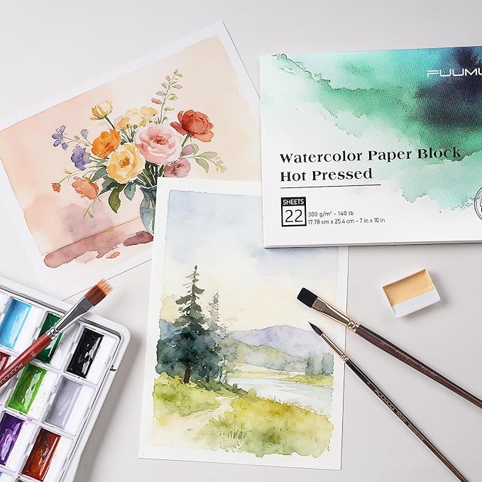 Fuumuui Watercolor Paper Block 7x10 Inch, Smooth Surface 100% Cotton Watercolor - Image 9