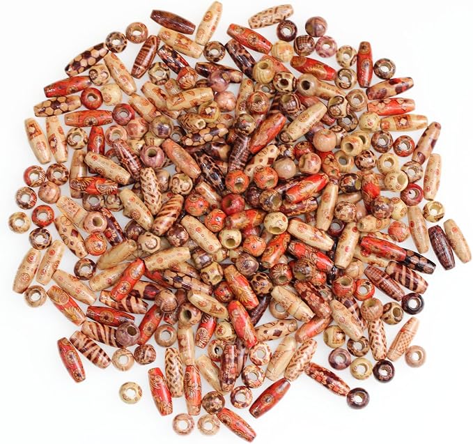 300pcs Mixed Painted Drum Wood Spacer Beads, BetterJonny Barrel Wood Beads by BetterJonny