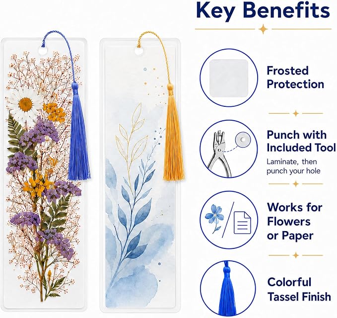 DSYIL 101 DIY Bookmark Making Kit, 50 Clear Laminating Bookmarks Pouches - Image 4