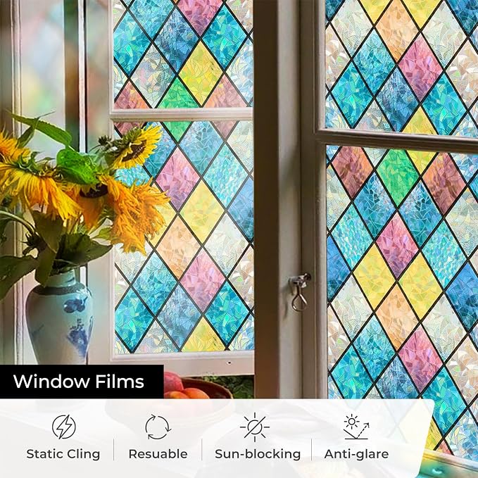 ADD.HERES Window Privacy Film, Stained Glass Decorative Static Cling, Removable - Image 4