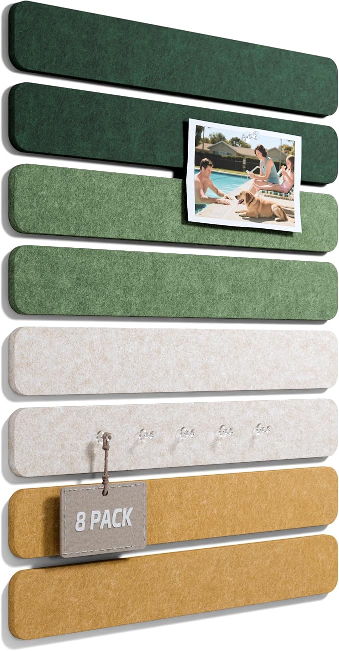 Fluxynara Cork Board Alternative Felt Strip Board 8-Pack 13"x2", Office Pin by FLUXYNARA