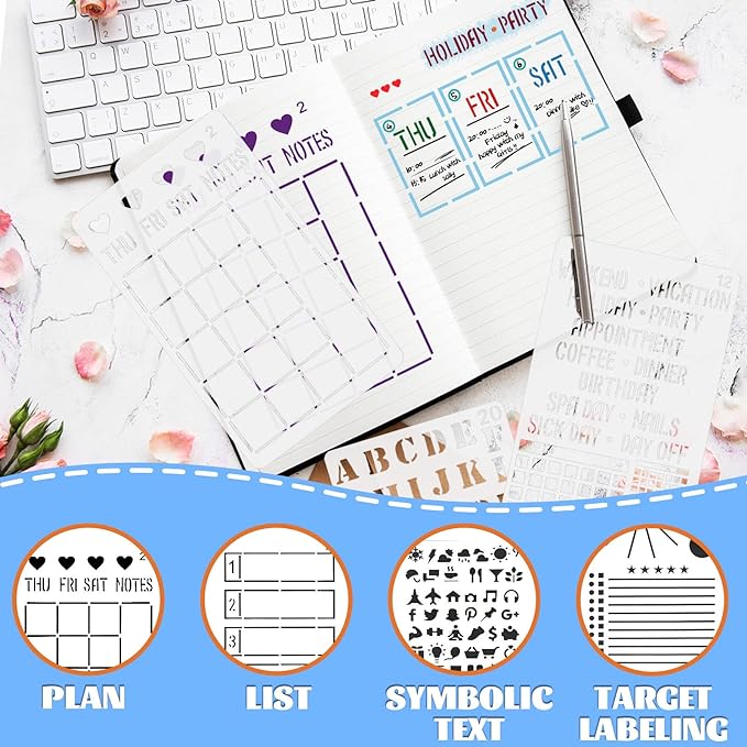 30 PCS Journal Stencils, Planner Stencils - Image 4
