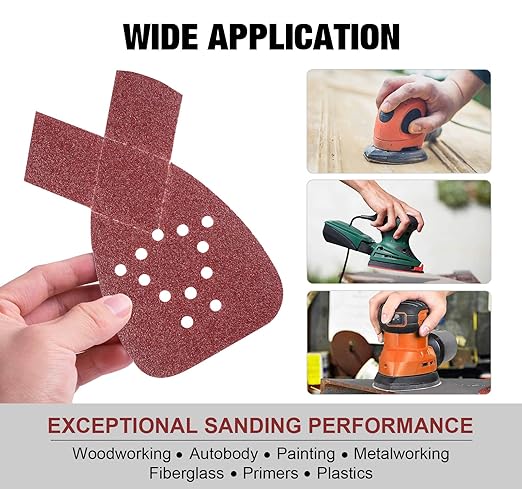 S SATC Mouse Sander Pads 50 PCS Mouse Detail Sander Sandpaper with Extra 3 Tips 60/80/120/150/240 Grits Assortment Mouse Sandpaper 5-1/4" x 3-3/4" 12 Holes