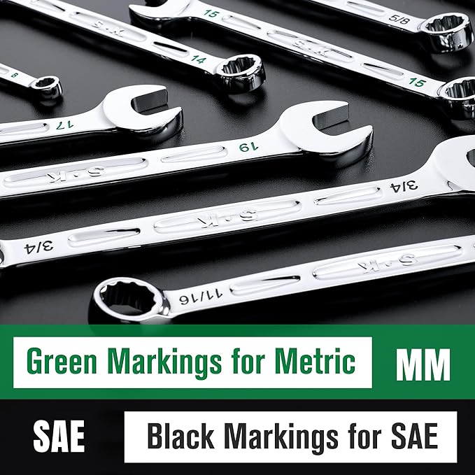 SK Combination Wrench Set, SAE 5/16" to 3/4", 11-Piece, SuperKrome Finish, Premium CR-V Construction, with Rolling Pouch