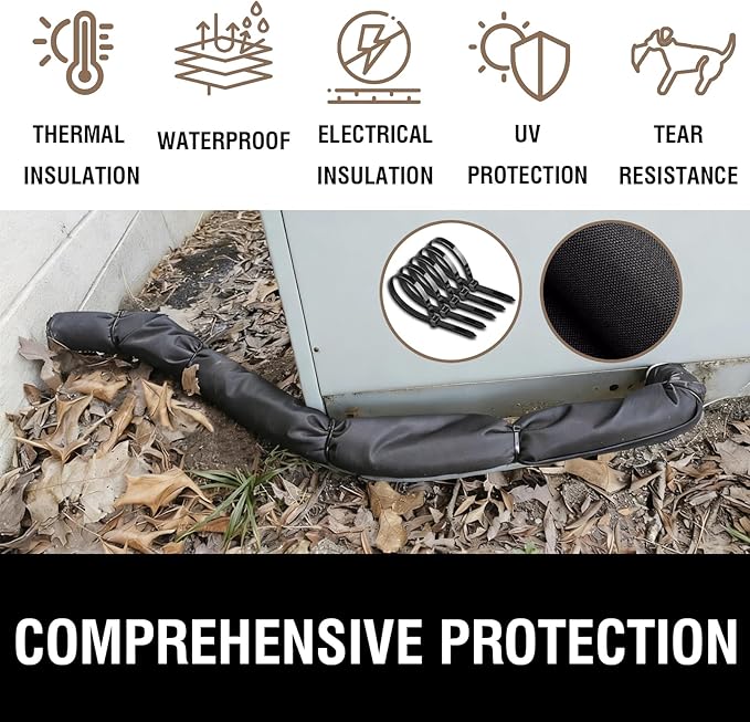 Copper Pipe Insulation Wrap Cover, 70.86''×10.2'' 600D Oxford AC Pipe Insulation Outdoor, Suitable for Air Conditioning Pipes, Cables, Water Pipes, and Prevents External Damage