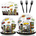 96 PCS Super Theme Hero Party Plates Napkins Hero Themed Party Tableware Hero by Tevxj