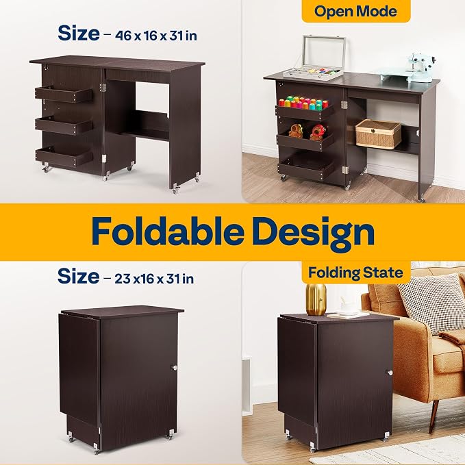 VIVOHOME Folding Sewing Table for Sewing Machine, Sewing Desk - Image 4