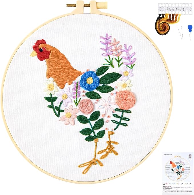Crafmanoe Hand Embroidery Kits for Beginners Adults, Floral Stamped Cross by Unknown
