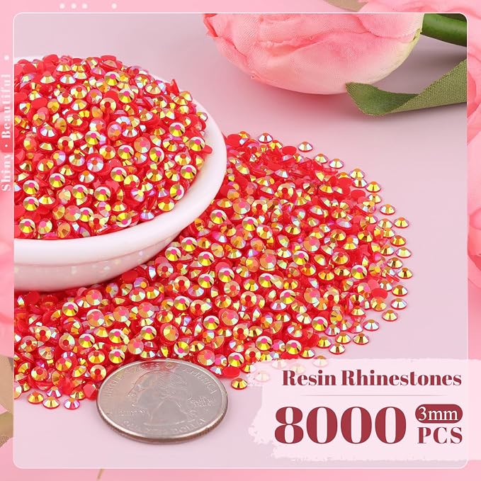 8000PCS 3mm Resin Jelly Rhinestones in Bulk, Bedazzling Flatback Crystals - Image 2