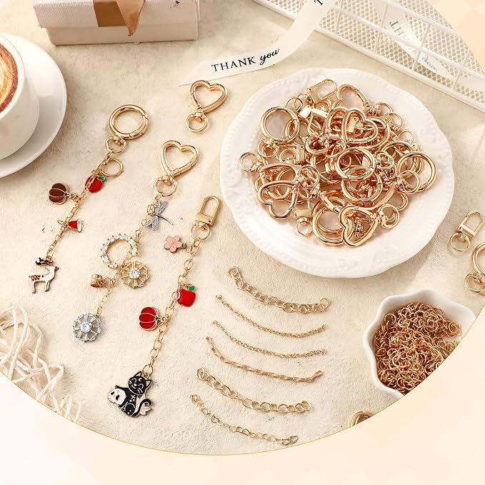 Liliaafar 96 Set Keychain Making Kit Gold Silver Metal Keychain Clips - Image 3