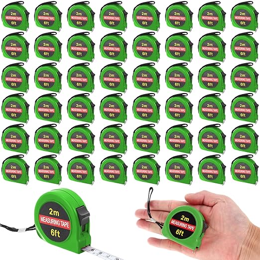 50 Pcs 6 FT Mini Tape Measure Retractable Bulk Small Measuring Tape Pocket Size Measurement Tool for Operation Christmas Items Party Favor Gifts Stuffers for Men(Green)