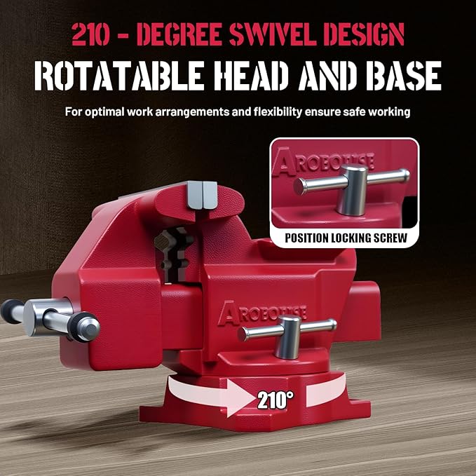 Bench Vise 4.5-Inch Heavy Duty Vise 210° Swivel Base, Multi-Purpose Vise with Large Anvil for Industrial, Home(4.5" Jaw Width)